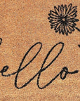 24" X 36" Natural and Black Coir Floral Hello Outdoor Door Mat
