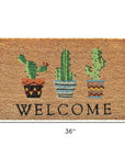 24" X 36" Natural Green and Black Coir Cactus Welcome Outdoor Door Mat