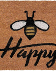 24" X 36" Natural and Black Coir Bumblee Bee Happy Outdoor Door Mat