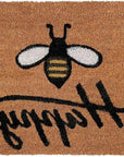 24" X 36" Natural and Black Coir Bumblee Bee Happy Outdoor Door Mat