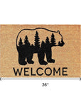 24" X 36" Natural and Black Coir Bear Welcome Outdoor Door Mat
