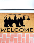 24" X 36" Natural and Black Coir Bear Welcome Outdoor Door Mat
