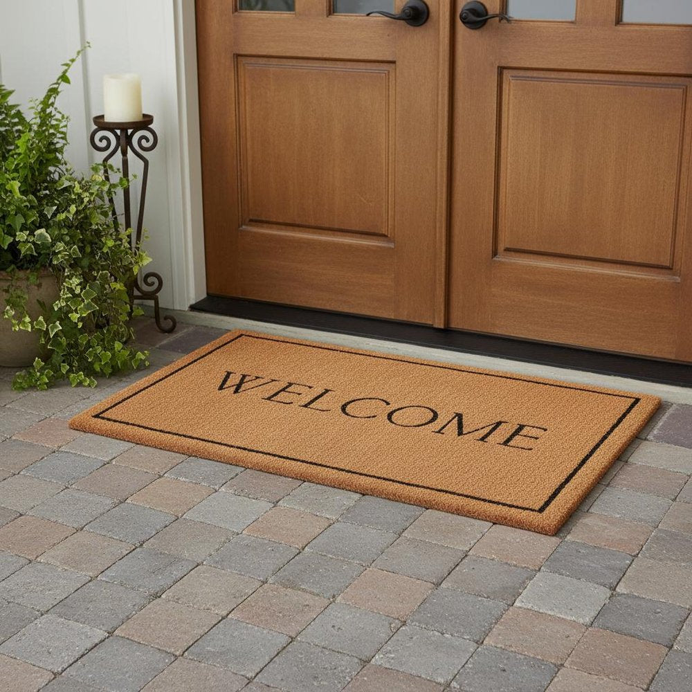 24" X 36" Natural and Black Coir Welcome Outdoor Door Mat