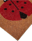 24" X 36" Natural Black and Red Coir Ladybug Welcome Outdoor Door Mat