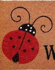 24" X 36" Natural Black and Red Coir Ladybug Welcome Outdoor Door Mat
