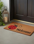 24" X 36" Natural Black and Red Coir Ladybug Welcome Outdoor Door Mat