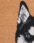 24" X 36" Natural Black and White Coir Siberian Husky Outdoor Door Mat