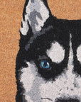 24" X 36" Natural Black and White Coir Siberian Husky Outdoor Door Mat