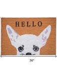 24" X 36" Natural Black and White Coir Chihuahua Hello Outdoor Door Mat
