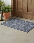 24" X 36" Light Gray Rubber Botanical Leaves Outdoor Door Mat
