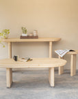 54" Natural Solid Wood Oval Solid Coffee Table