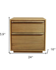 24" Natural Solid and Manufactured Wood Two Drawer Nightstand
