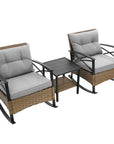 Three Piece Black Natural and Gray Rattan Two Person Seating Group With Table