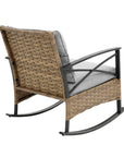 Three Piece Black Natural and Gray Rattan Two Person Seating Group With Table
