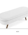 44" White and Brown Linen Upholstered Storage Bench with Flip Top