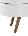 44" White and Brown Linen Upholstered Storage Bench with Flip Top