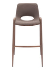 Set of Two 30" Brown Faux Leather And Fabric And Steel Low Back Bar Height Bar Chairs