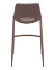 Set of Two 30" Brown Faux Leather And Fabric And Steel Low Back Bar Height Bar Chairs