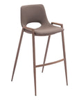 Set of Two 30" Brown Faux Leather And Fabric And Steel Low Back Bar Height Bar Chairs