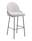 Set of Two 30" Ivory And Black Shearling And Fabric And Steel Bar Height Bar Chairs