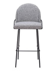 Set of Two 30" Light Gray And Black Shearling And Fabric And Steel Bar Height Bar Chairs