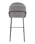 Set of Two 30" Light Gray And Black Shearling And Fabric And Steel Bar Height Bar Chairs
