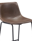Set of Two 29" Espresso And Black Faux Leather And Steel Counter Height Bar Chairs