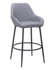 Set of Two 30" Gray And Black Fabric And Steel Bar Height Bar Chairs