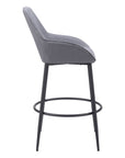 Set of Two 30" Gray And Black Fabric And Steel Bar Height Bar Chairs