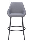 Set of Two 30" Gray And Black Fabric And Steel Bar Height Bar Chairs