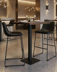 Set of Two 29" Black Faux Leather And Steel Counter Height Bar Chairs