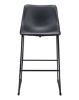 Set of Two 29" Black Faux Leather And Steel Counter Height Bar Chairs