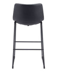 Set of Two 29" Black Faux Leather And Steel Counter Height Bar Chairs