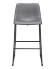Set of Two 29" Charcoal And Black Faux Leather And Steel Counter Height Bar Chairs