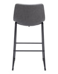 Set of Two 29" Charcoal And Black Faux Leather And Steel Counter Height Bar Chairs