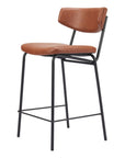 Set of Two 30" Black Faux Leather And Steel Low Back Bar Height Bar Chairs