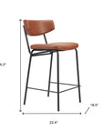 Set of Two 30" Black Faux Leather And Steel Low Back Bar Height Bar Chairs