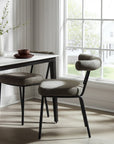 Set of Two Green and Black Upholstered Chenille Open Back Dining Side Chairs