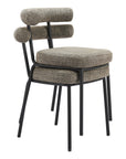 Set of Two Green and Black Upholstered Chenille Open Back Dining Side Chairs