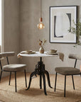 Set of Two Green and Black Upholstered Chenille Open Back Dining Side Chairs