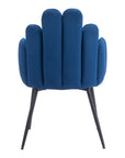 Set of Two Navy Blue And Black Tufted Velvet And Steel Dining Arm Chairs