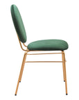 Set of Two Green And Gold Velvet And Steel Dining Side Chairs