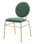 Set of Two Green And Gold Velvet And Steel Dining Side Chairs