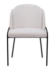 Set of Two Ivory And Black Faux Shearling And Steel Dining Side Chairs