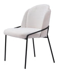 Set of Two Ivory And Black Faux Shearling And Steel Dining Side Chairs