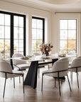 Set of Two Ivory And Black Faux Shearling And Steel Dining Side Chairs