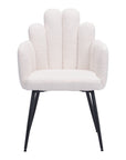 Set of Two Ivory And Black Tufted Boucle And Steel Dining Arm Chairs