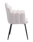 Set of Two Ivory And Black Tufted Boucle And Steel Dining Arm Chairs