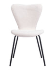 Set of Two Ivory And Black Faux Shearling And Steel Dining Side Chairs