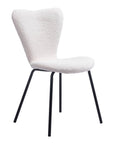 Set of Two Ivory And Black Faux Shearling And Steel Dining Side Chairs